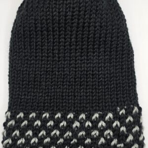 Kézzel kötött kétoldalas duplafalú fekete férfi sapka M-es méret